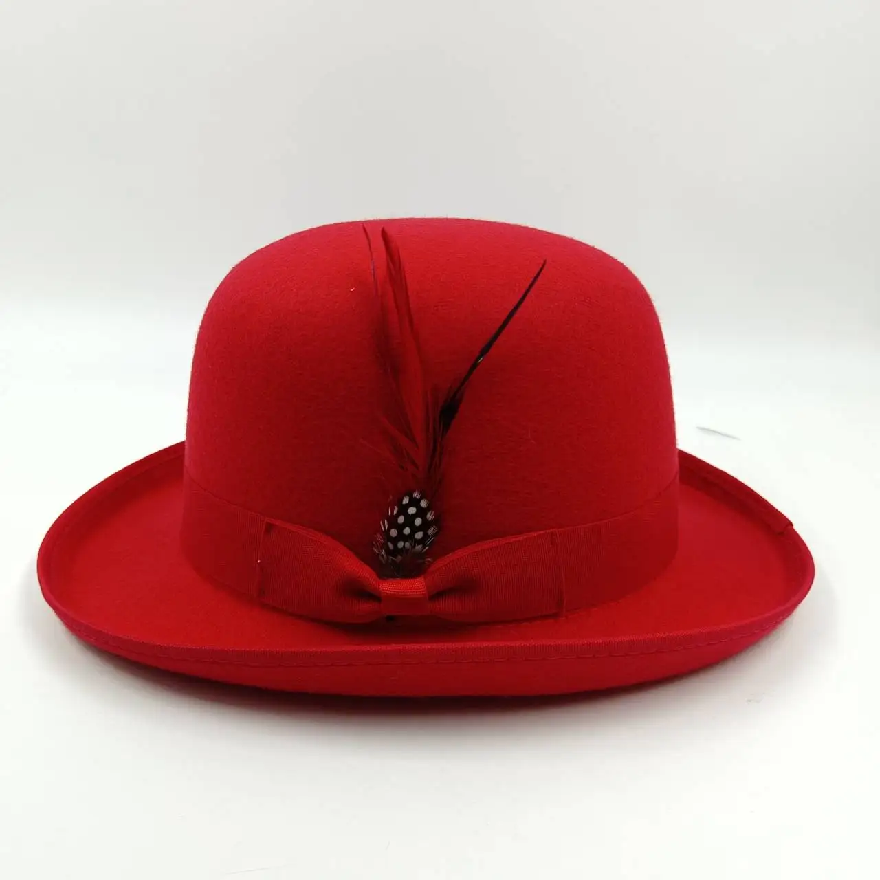 Bowler Derby Hut für Männer Frauen Mode Party formale Fedora Kostüm Zauberer Hut klassische Feder Zubehör – Detail 9