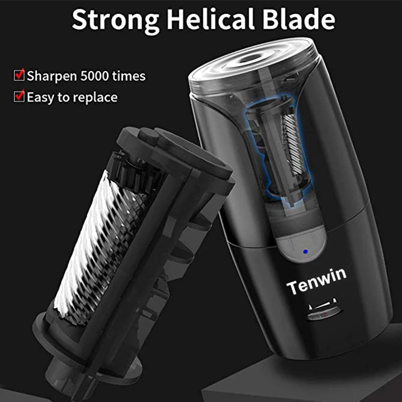 Tenwin-대형 자동 전기 연필 깎이, 튼튼한 색연필, 어린이 아티스트용 기계식 USB 문구