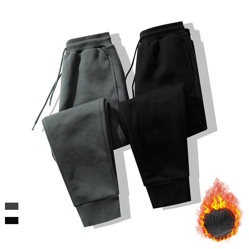 

MRMT 2024 Brand New Men's Plus Velvet Pants Men's 350g Polar Fleece Retro Solid Color Sports Pants With Thick Feet