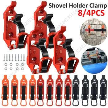 8/4PCS Shovel Holder Clamp Quick Release Metal Rubber Clamps For Car Truck Trailer Roof Rack Hammer Axe Shovel Mounting Bracket 1