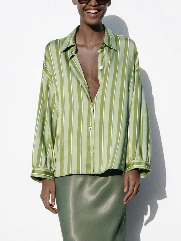 

Tops 2023 Fashion Shirts For Women Loose Casual Striped Shirt Long Sleeve Top Lapel Collar Button Up Vintage Elegant Shirt