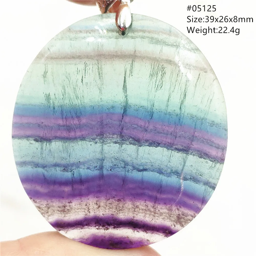 Fluorite Pendant Necklace Natural Colorful Purple Fluorite Quartz Bead Pendant Necklace Water Drop Round Rainbow Purple Fluorite Women Men Jewelry