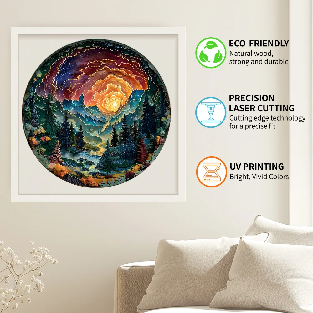 Sunset Forest Puzzle - Unique Wooden Puzzle, Suitable for Family Game Nights, Perfect Christmas, Halloween, Birthday Gifts 4