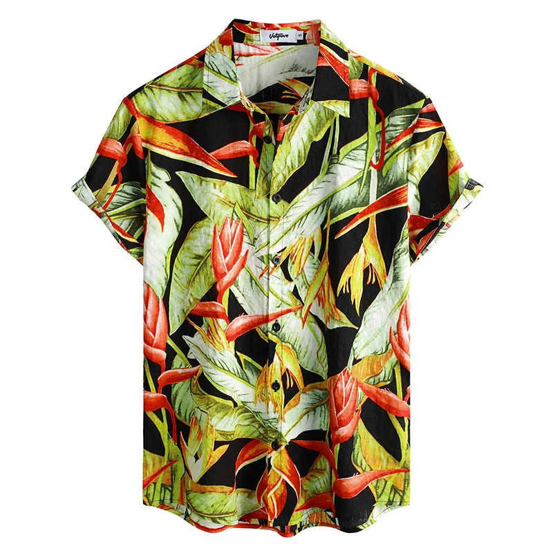 thumbnail image 1 of Camisas casuales hawaianas con estampado floral 3D para hombre, camisas de playa tropicales de manga corta con botones para hombre, camisas de manga masculina, 1 of 4