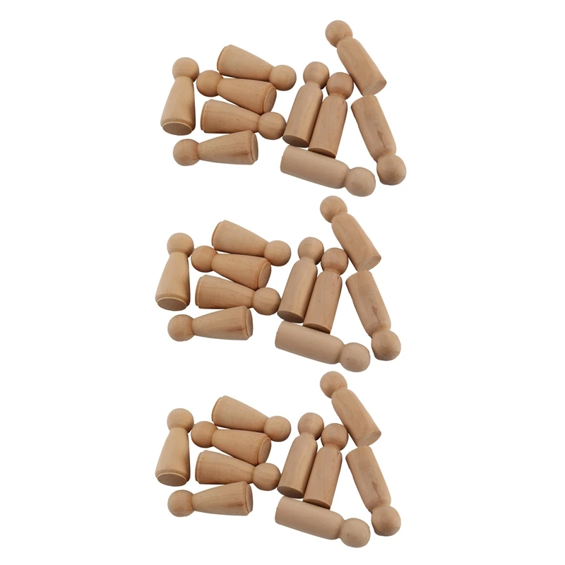 

30 Pieces 65 Mm Unfinished Wooden Peg Dolls Wooden Tiny Doll Bodies People Decorations,Wood Color-Drop Ship