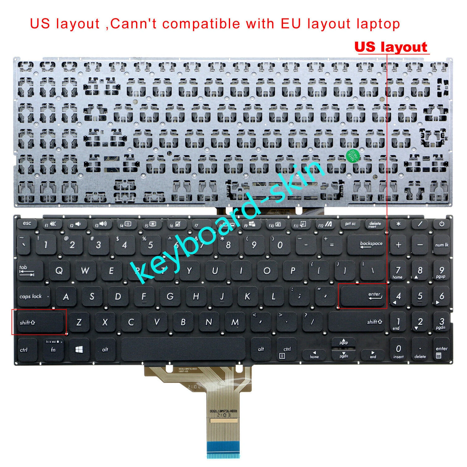 New Black Us Nobacklit Keyboard For Asus Vivobook X515 X515e X515ea X515m X515ma X515j X515ja
