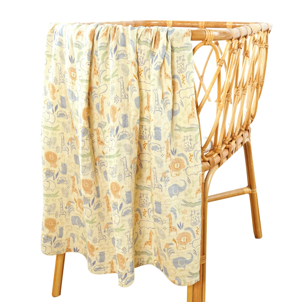 Happy Flute 120*110CM 1Pc Muslin 100% Cotton Baby Swaddles Soft Newborn Wrap INS style infant Blankets 3