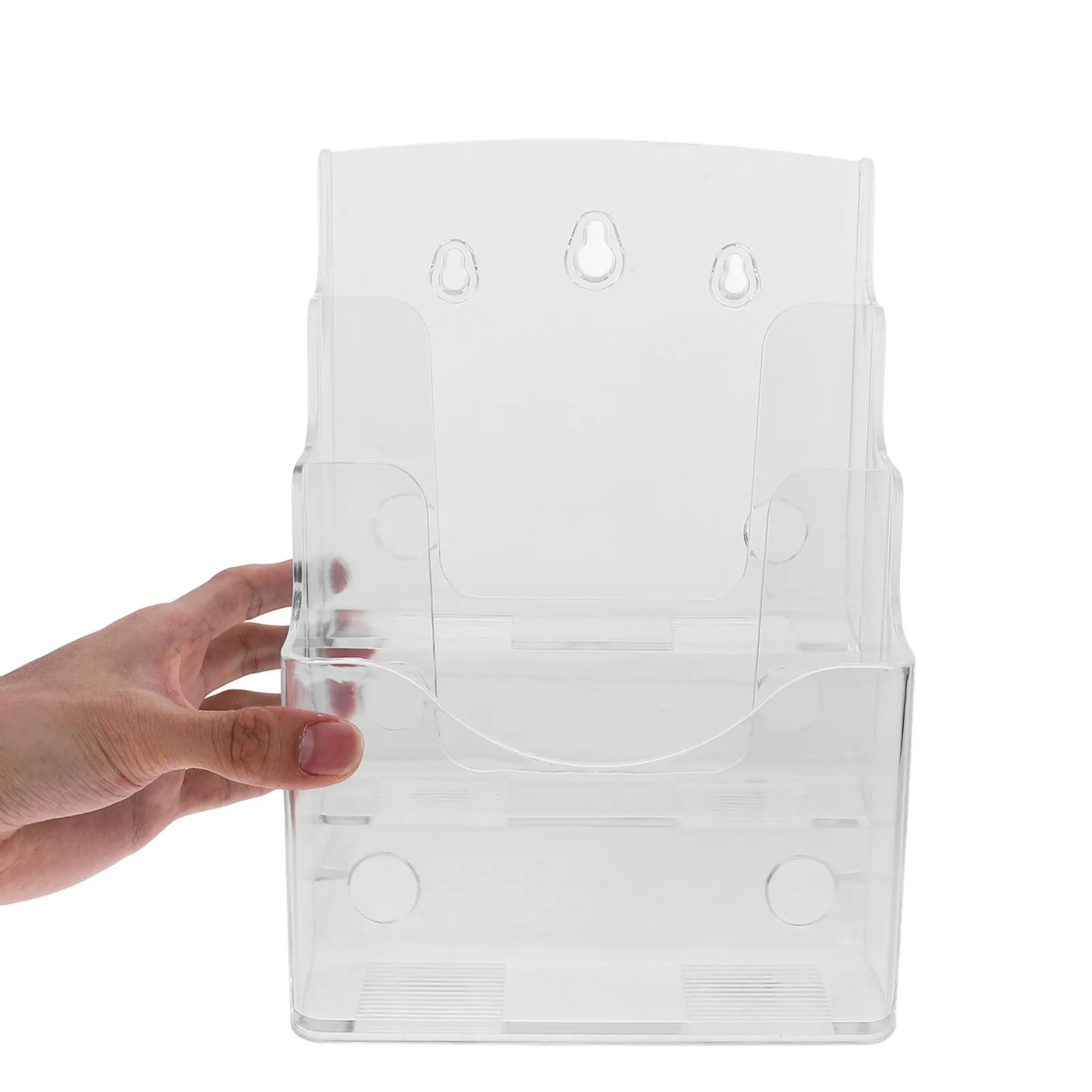 2Pcs 아크릴 브로셔 홀더 투명 전단지 디스플레이 스탠드 사무실 홈 뱅크용 경량 휴대용 문서 정리함