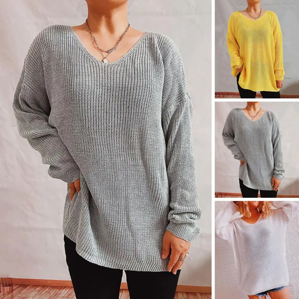 

Женский Однотонный свитер, Женский вязаный Топ, стильные удобные женские вязаные свитера, высокоэластичные однотонные цвета для осени