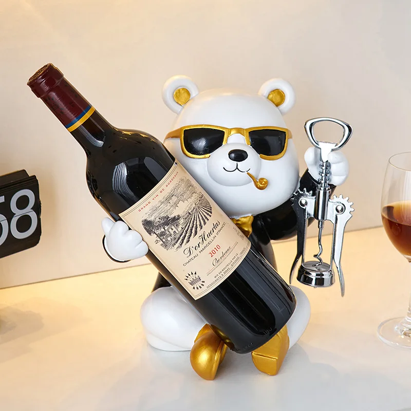 

Artistic Violent Bear Wine Bottle Rack Holder Resin Home Decoration Crafts Modern Style Living Room Table Cabinet Ornament Gift