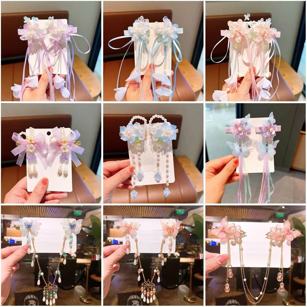 

Заколка для волос с бахромой и бантом, модные детские заколки для волос в китайском стиле принцессы, милая заколка, милый головной убор, боковой зажим для девочек