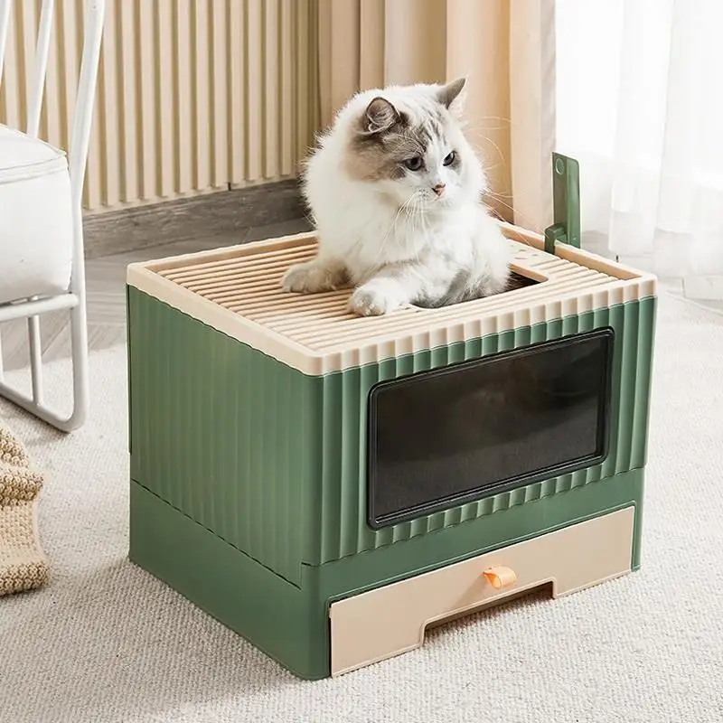 

Extra-large Foldable Drawer-type Cat Toilet, Splash-proof Top-entry Pet Supplies, Fully Enclosed Cat Litter Box