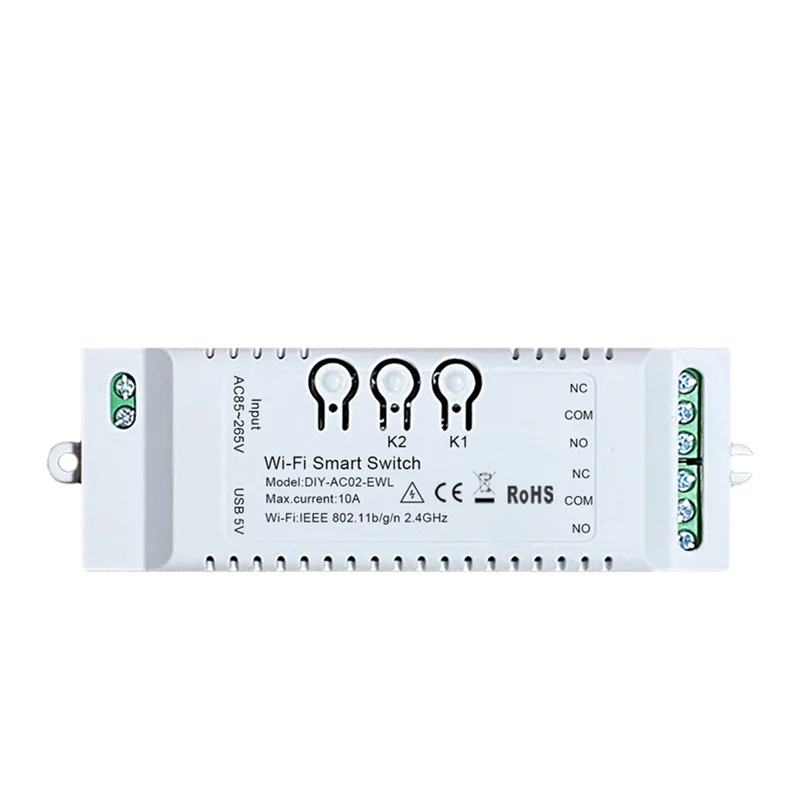 2CH 와이파이 스마트 스위치 DIY 타이머 EWeLink 앱, 알렉사 구글 홈 IFTT용 홈 자동화 모듈, 85-265V USB, 5V, 2.4G