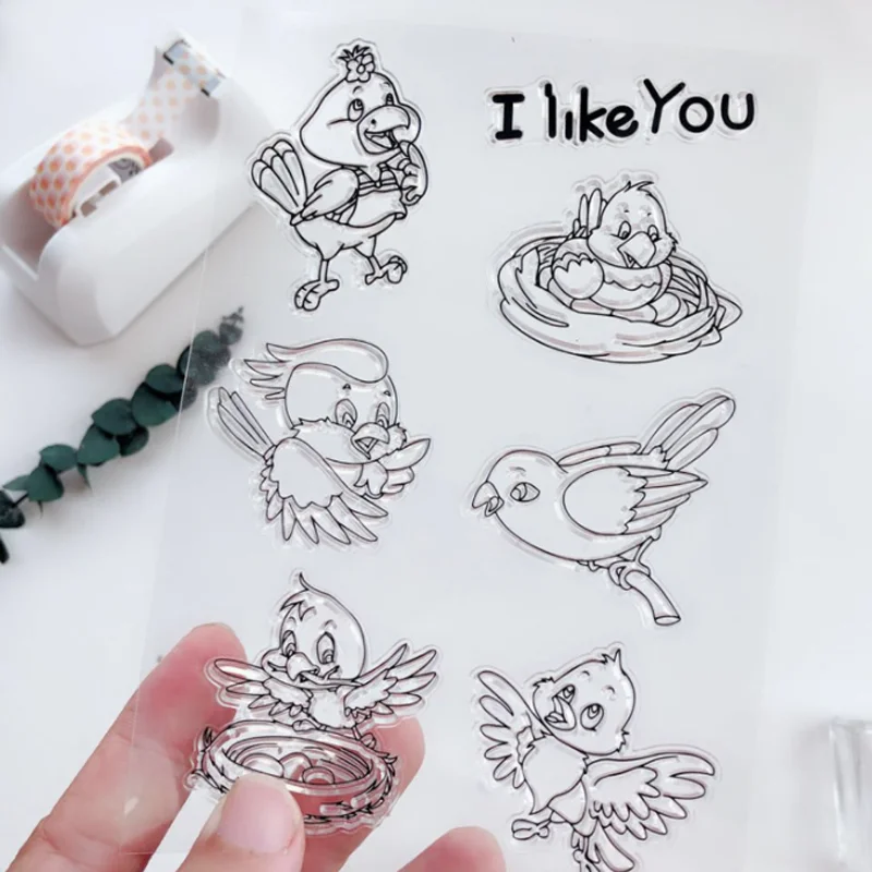 

Little Bird Transparent Silicone Finished Stamp DIY Scrapbooking Journal Rubber Coloring Embossed Diary Stencils Decor Reusable