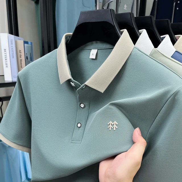 Designer marque mercerisé coton manches courtes polo shirt été nouveau style coréen Casual hommes t - shirt mode imprimé confortable respirant TOP 1