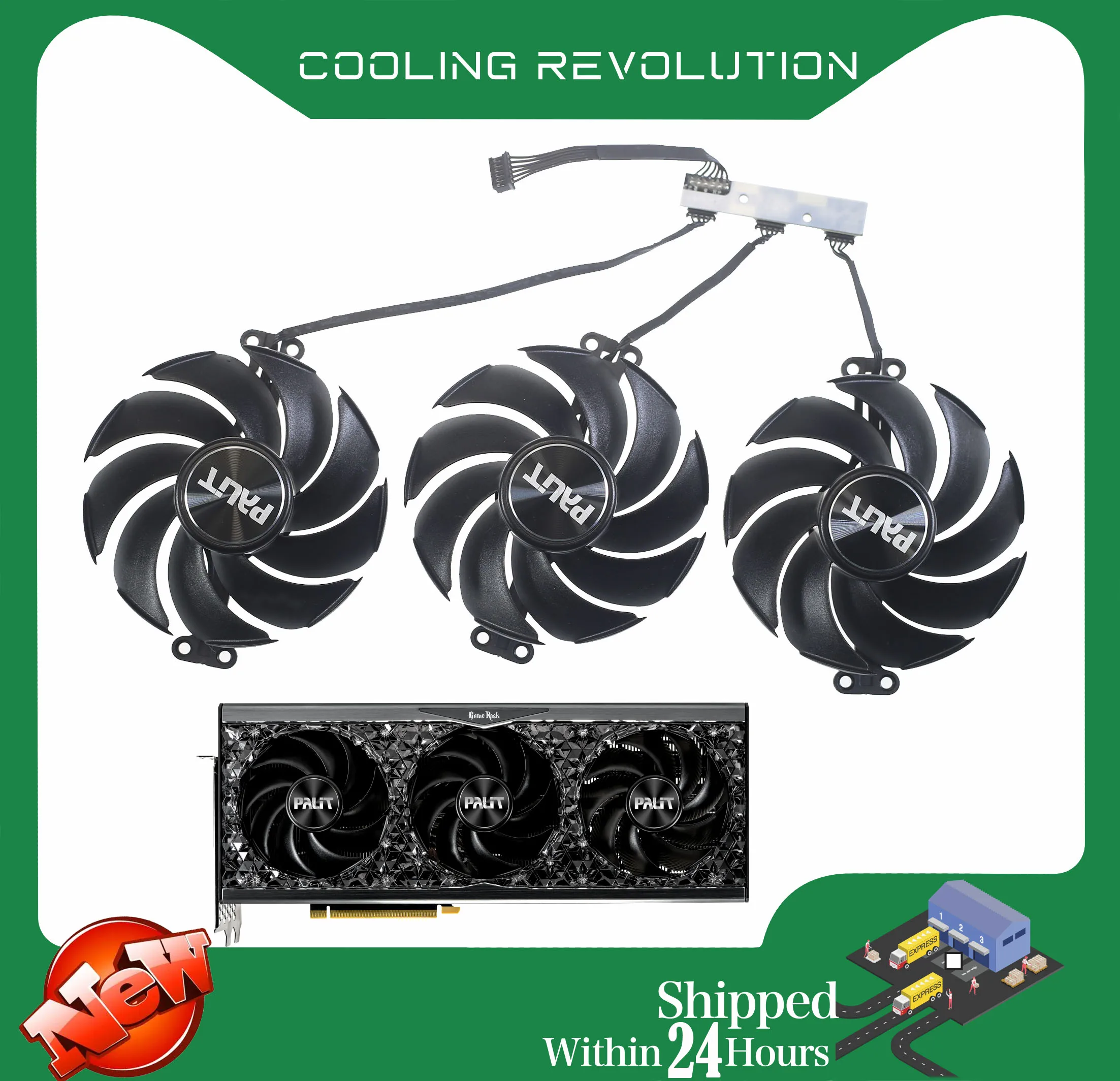 Ventilador de Placa Gráfica para Palit Geforce Rtx 4090 4080 4070 ti Gamerock oc Th9520b2h-pcb02 dc 12v 6a Pinos 92 mm