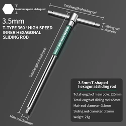 Enhanced Torx Screwdriver and Hex Wrench Set - T - Shaped Chrome Spanner with Extended T - Socket (3.5mm)