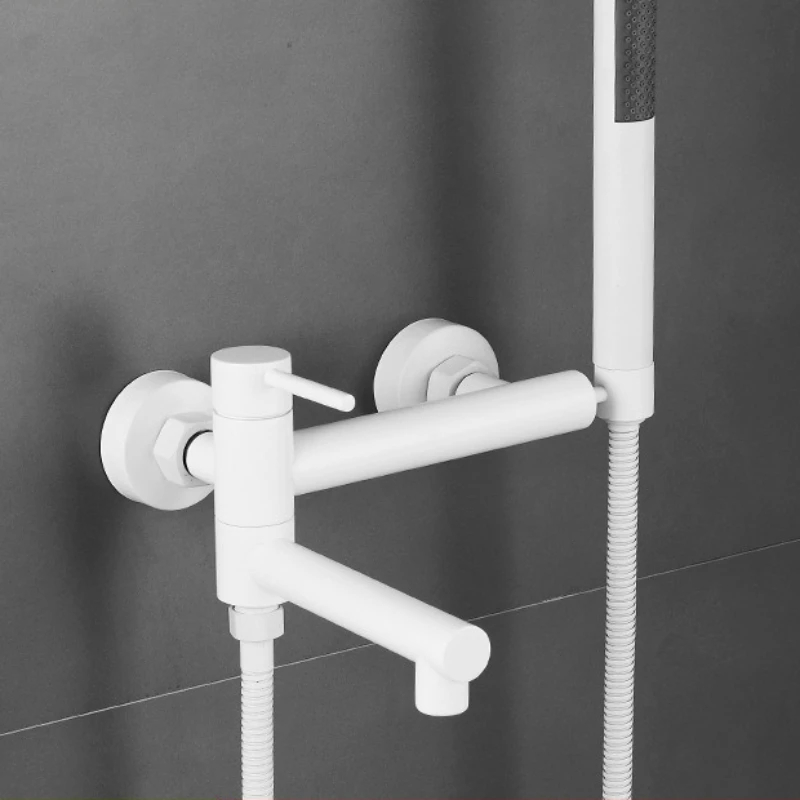 อ่างอาบน้ําฝักบัวก๊อกน้ําทองเหลืองเดี่ยวจับน้ําตก Spout ติดผนังก๊อกน้ําพร้อมชุดฝักบัวมือห้องน้ํา Bidet ก๊อก 1