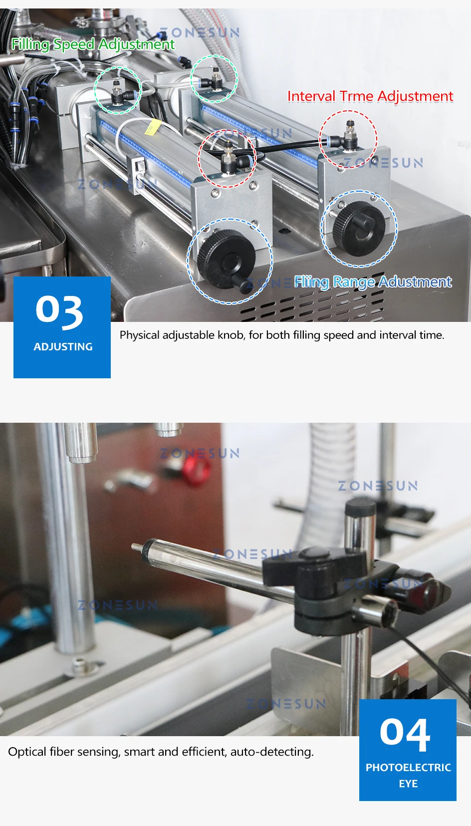 ZONESUN ZS-DTYT2 Автоматическая пневматическая машина для розлива медовой пасты Конвейерная лента 100-1000 мл Жидкий крем Косметический наполнитель для бутылок 