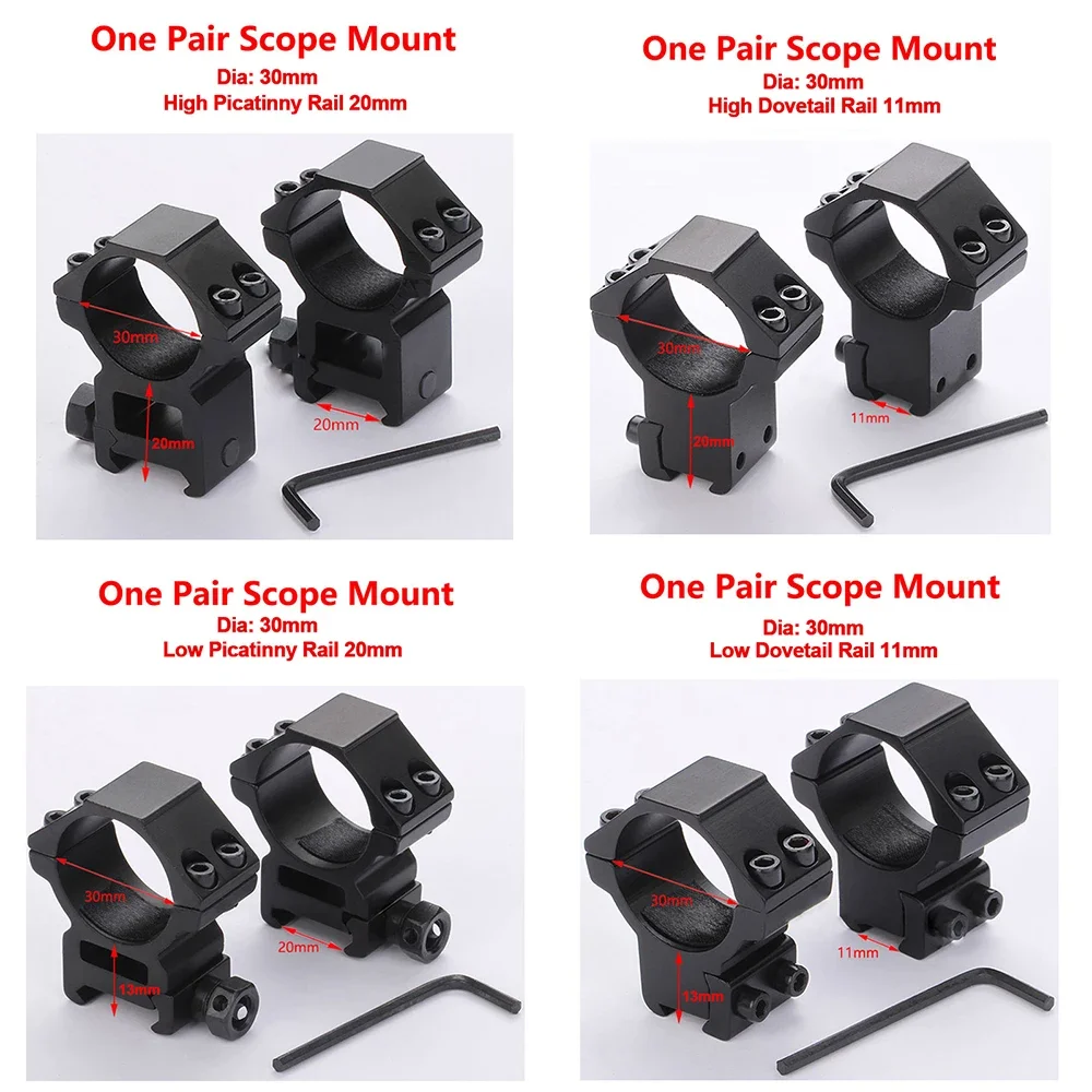 1 Pair 25.4mm 30mm 34mm Scope Mount Ring Set For Picatinny Dovetail Rail High Low Profile 1inch Scope Mount Ring For Weaver Rail