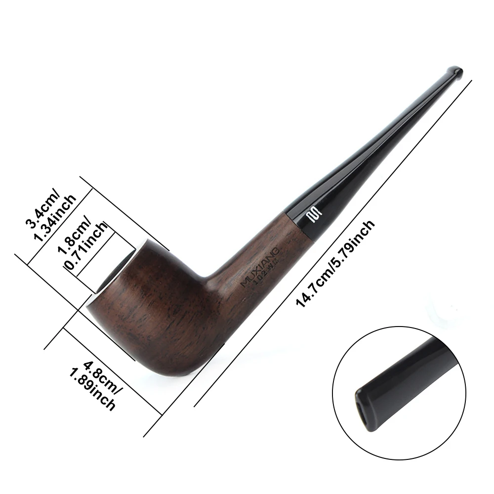 Straight handle billiard tobacco pipe acrylic long stem 9mm pipe channel sandalwood solid wood pipe length 145mm father gift tobacco pipe smoking pipe