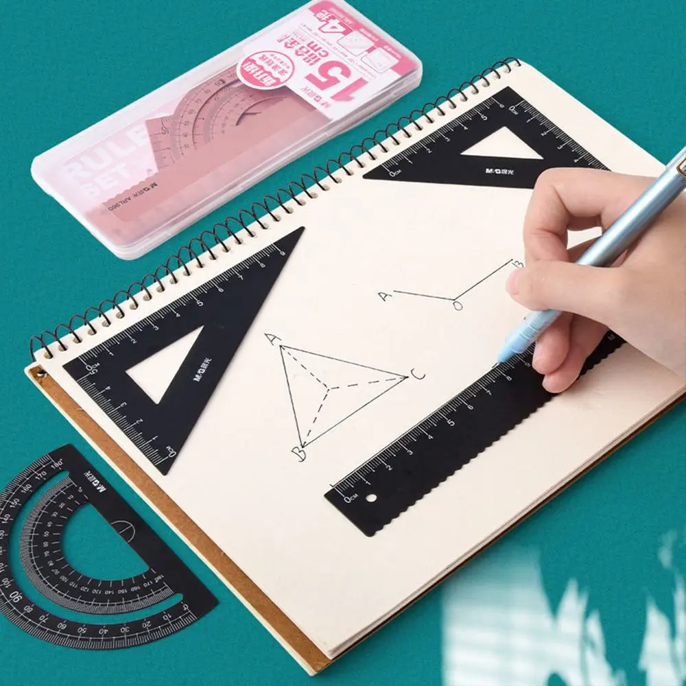 Durable Geometry Compass School Measurement Aluminium Ruler Set Metal Rulers Drafting Supplies Examination Stationery