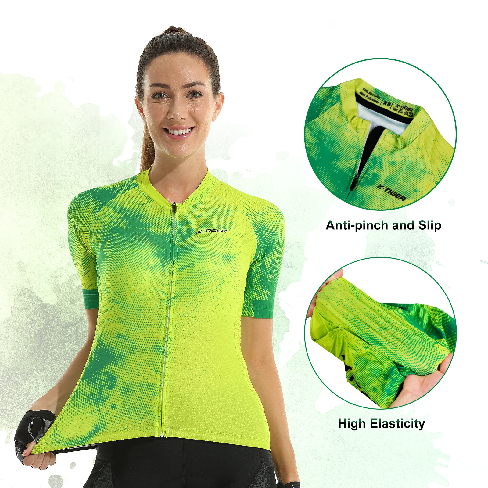 X-tiger Cycling Jersey Women's Slim Short Sleeve Spring Anti