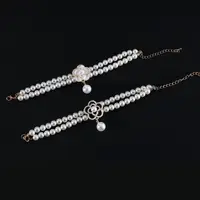 Pet Accessories Double Layer Pearl Pet Necklace Sweet Flower Pendant Cat Neck Chain Adjustable Pet Pearl Collar For Cats Puppy 2