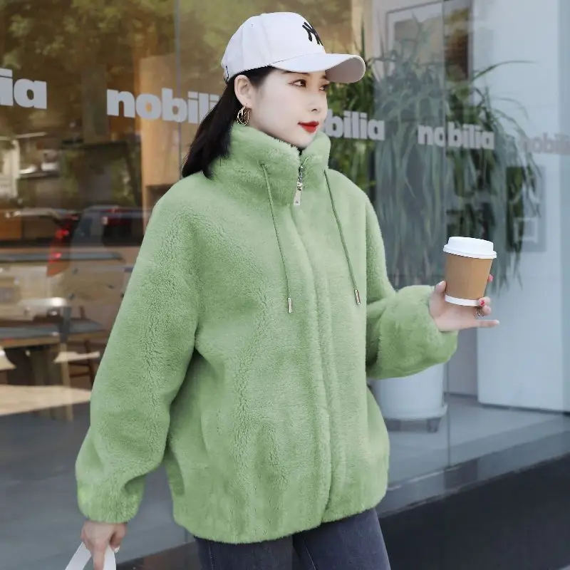 Stand Collar Two-Sided Velvet Thick Warm Faux Fur Coat