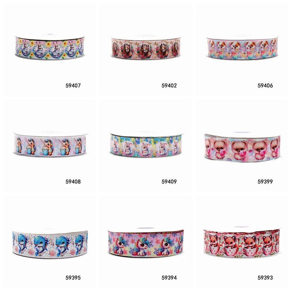 

(50yards) Wholesale Baby Animals Cartoon Printed Grosgrain Ribbon for Hairbows Sewing Accessories