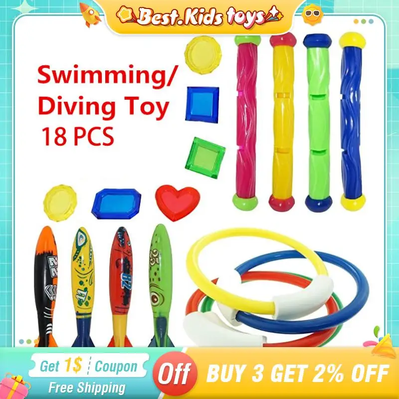 Set Di Giocattoli Subacquei Per Bambini Piscina Caccia Al Tesoro Diving Siluro Rocket Water Ring Diamond Water Suit Summer Game Toys