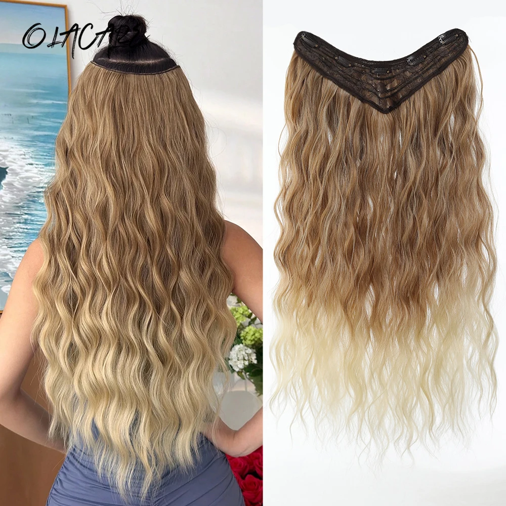 Synthetic Hairpiece Water Wave Clip In Hair Extensions