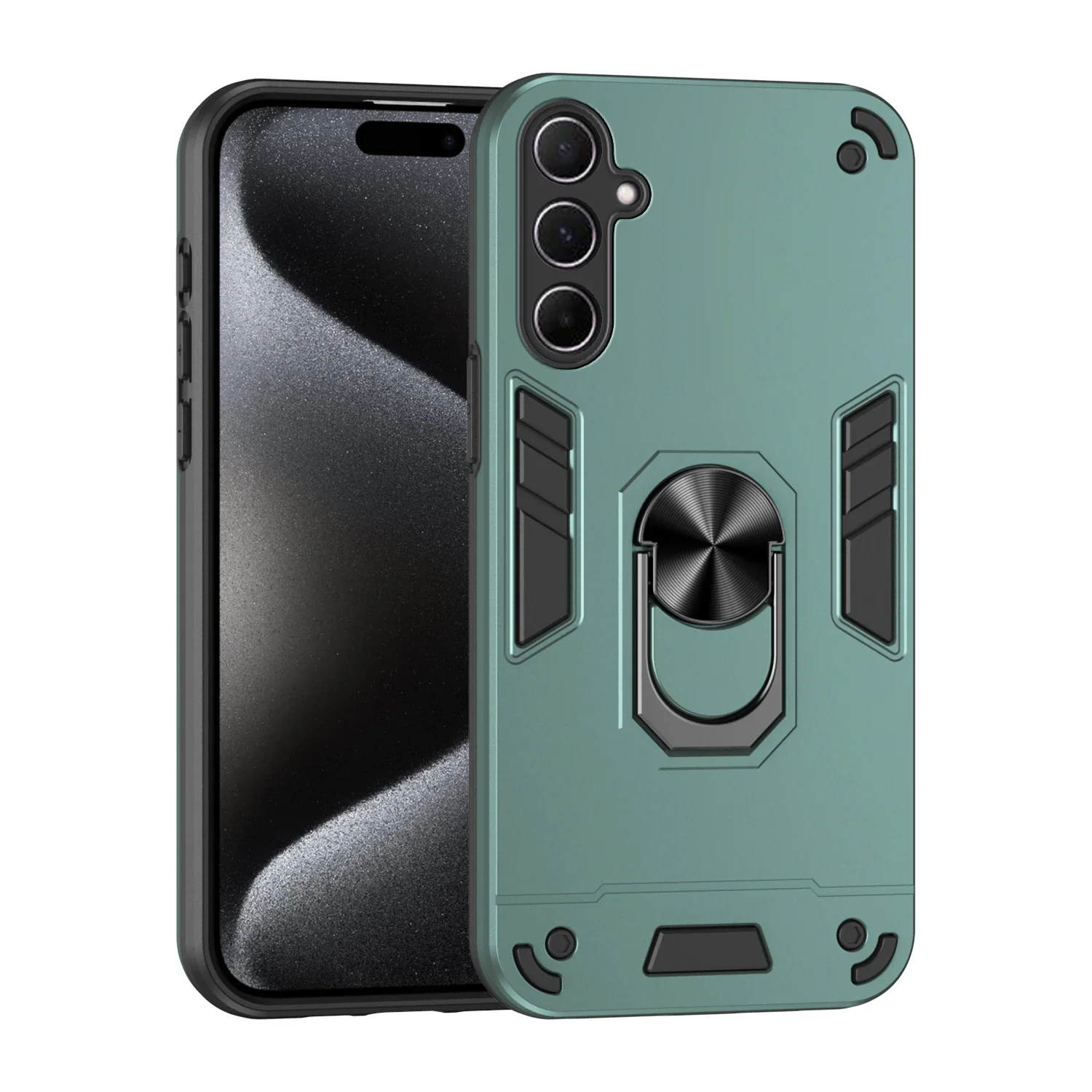 Enhanced Armor Shockproof Case with Protective Ring Stand Cover