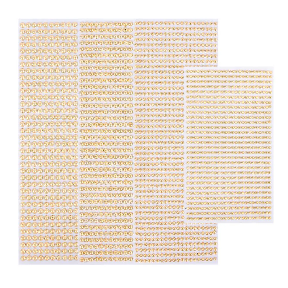패션 DIY 플랫백 진주 주얼리 스티커, 골드 실버, 자가 접착 3D 페이스 쥬얼리, 어린이 장난감, 3mm, 4mm, 5mm, 6mm