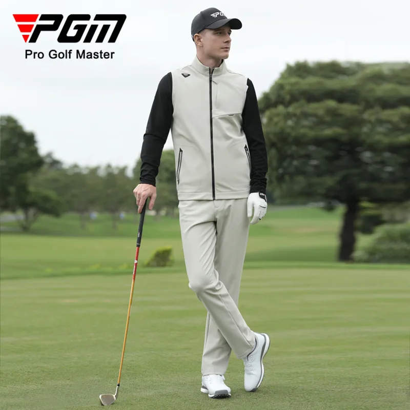 PGM Men Waterproof Golf Jackets Male Windproof Stand Collar Vest Men Warm Sleeveless Sport Coats Full Zipper Casual Waistcoats