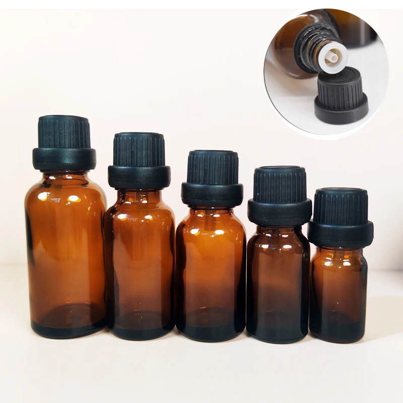 

5ml-30ml Amber Glass Essential Oils Bottles Refillable Empty with Orifice Reducer Dropper Cap For Perfume Aromatherapy Fragrance