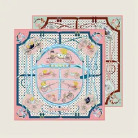 Brand Silk Scarves Carriage Printed Twill Silk Scarf Women Shawls Luxury Design Hijab Fashion Square Curled Scarf Neckerchief