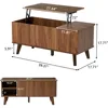 Wooden Fluted Lift Top Coffee Table with Hidden Compartment, Modern Rectangle Center Tables with Adjustable Storage Shelf 2