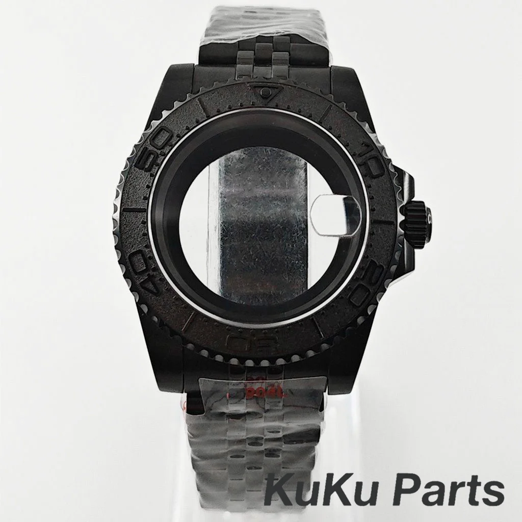 Black Purple GMT Bezel Watch Case with PVD Black Jubilee Bracelet and Sapphire Crystal