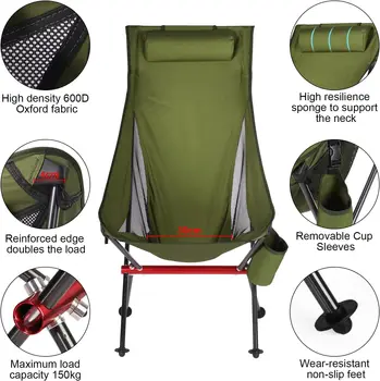 Outdoor Camping Ultralight Folding Chair Travel Chair Fishing BBQ Hiking Strong High Load 150kg Beach Oxford Cloth Fishing Chair 5