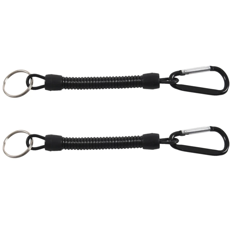

2X Key Ring, With Carabiner And Spiral Cable, 13 Cm, Random Color