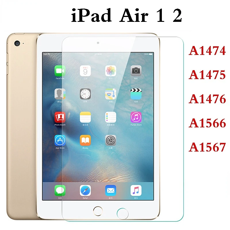 For iPad Air 1 2 2013 2014 9.7'' Screen Protective Film Anti-Scratch 9H Hardness Tablet Tempered Glass A1474 A1475 A1476 A1566 magnetic smart cover for apple ipad air 1 2 3 air1 air2 9 7 a1474 a1475 a1476 air3 10 5 pu leather auto wake sleep tablet case