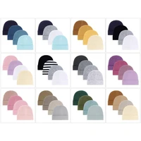 4Pcs/Lot Fashion Casual Cute 0-6Months Newborn Boy Girl Hats Cotton Soft Infant Caps Solid Color Hats Bonnet Baby Accessories