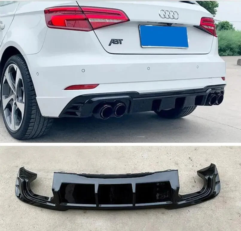 

ABS BLACK CARBON REAR BUMPER TRUNK LIP SPOILER DIFFUSER Body Kit For Audi A3 S3 Sline Hatchback 2017 2018 2019 2020