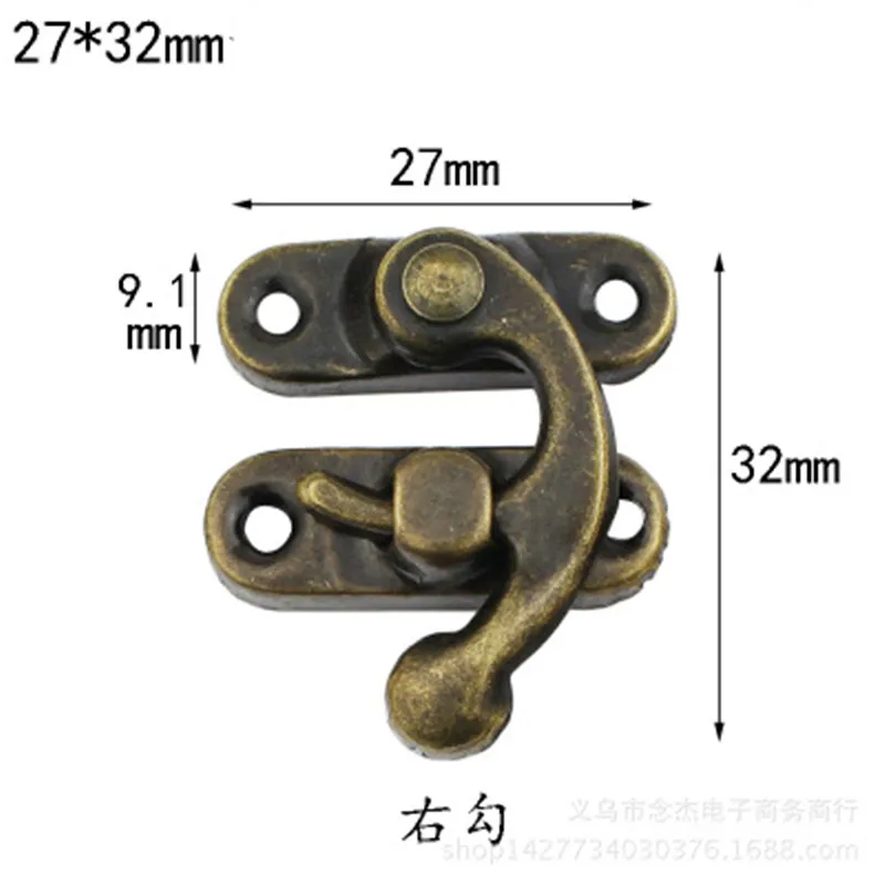 Decorative Latches 10PCS/bag Vintage Metal Hardware Furniture Wooden Box Leather Bag Hardware Lock Padlock Hasp With Screws
