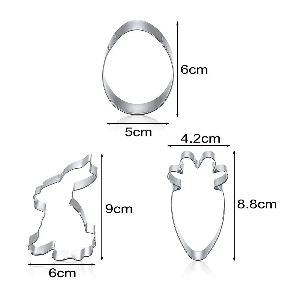 Cookie Cutter 1/3PCS Easter Egg Rabbit Radish Stainless Steel Cookies Cutter Cake Mold DIY Baking Tool