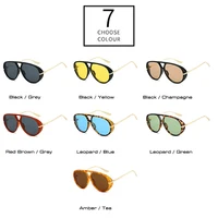 SO & EI Ins mode populaire Double ponts pilote femmes surdimensionné lunettes de soleil rétro couleur bonbon dégradé UV400 hommes Punk lunettes de soleil 5