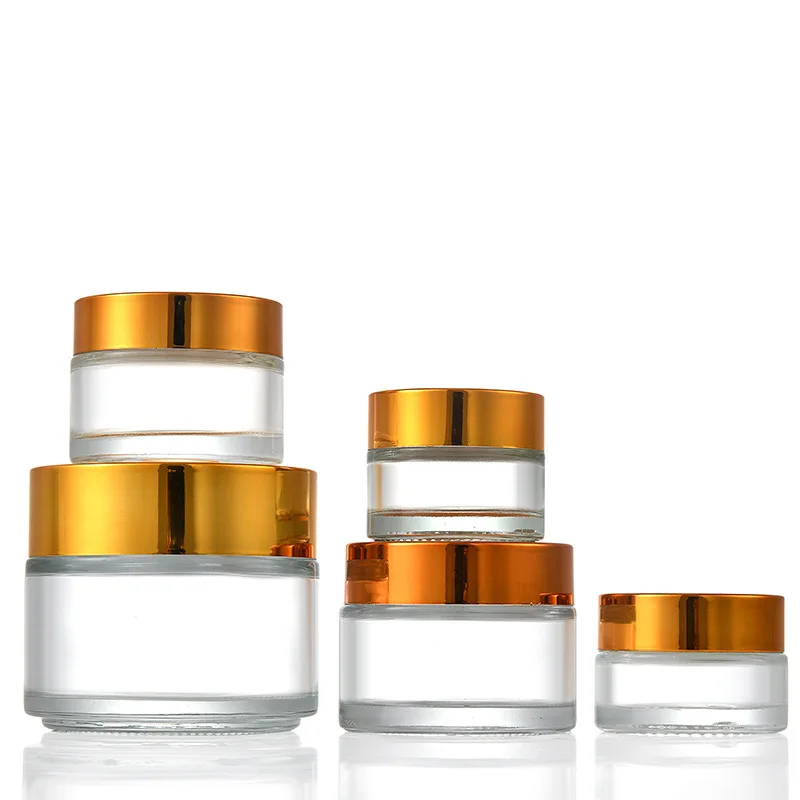 1X 5g 10g 15g 20g 30g 50g 100g glass cream jar cosmetic container cream box bottles gold lid glass bottle storage containers 5