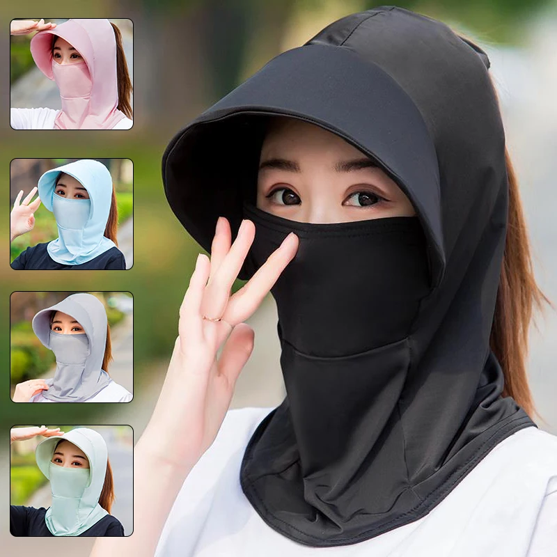 

Ice Silk Hats For Women Sun Hat With Breathable Suncreen Outdoor Bicycling Beach Cap Visor Wide Brim Anti-UV Sunhat Summer
