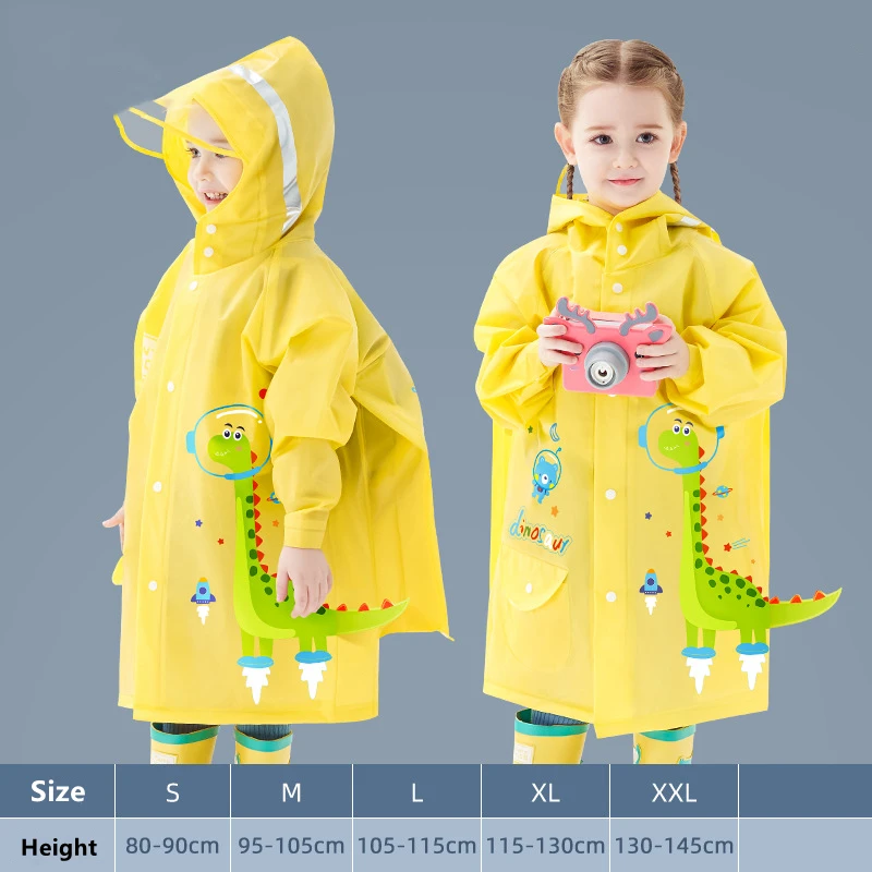 Cute Kids Raincoat Wateproof Children Dinosaur Unicorn Rain Poncho Rain Coat Jacket With Backpack Position Student RainWear raincoat poncho